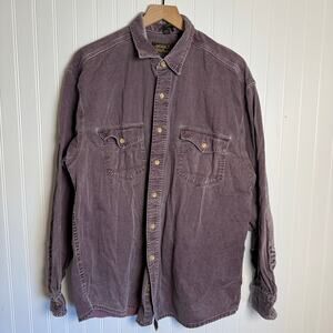 VTG Eddie Bauer Elkhorn Twill Faded Purple Button-Up Shirt 100% Cotton Men’s XL